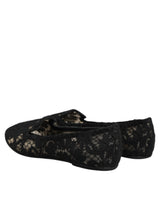 Dolce & Gabbana Black Taormina Lace Slip On Flats Shoes
