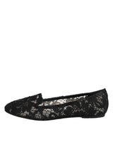 Dolce & Gabbana Black Taormina Lace Slip On Flats Shoes