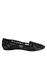 Dolce & Gabbana Black Taormina Lace Slip On Flats Shoes