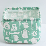 Desktop Makeup Organizer Storage Box with Linen Basket