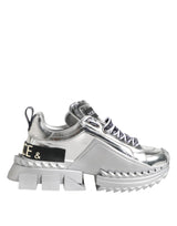 Dolce & Gabbana Silver Leather Super Queen Sneakers Shoes
