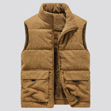 Men's Corduroy Vest with Pockets and Thick Lining