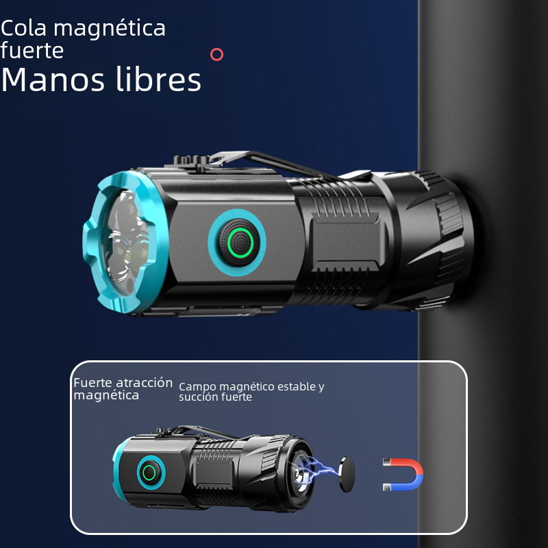 Outdoor 3-Head Aluminum Alloy Magnetic Flashlight