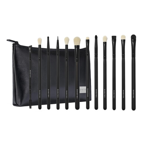 Morphe Eye Obsessed Makeup Brushes - 12 Piece Eyeshadow Brush Set - Lining Blending & Angled Eyeshadow Brushes - Made with Natural & Synthetic Bristles and Includes Makeup Brush Case (12 Count)