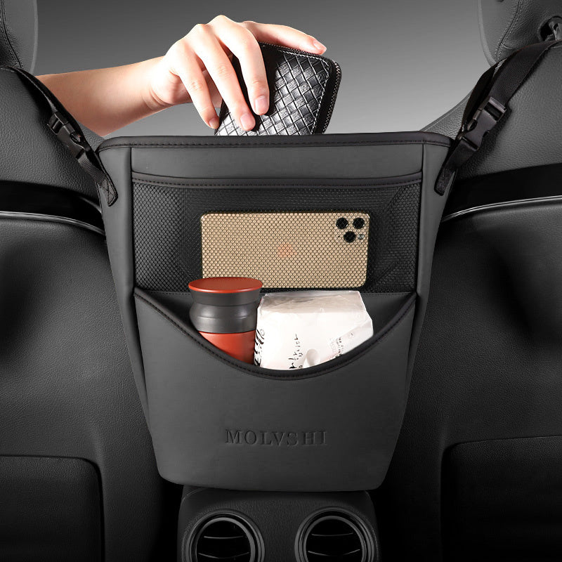 Leather Car Armrest Organizer for Purses and Phones