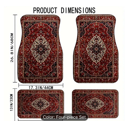 American Car Floor Mat 4-Piece Set – Durable Polyester Carpet Mats