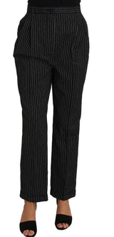 Dolce & Gabbana Elegant Black Pinstripe Dress Pants