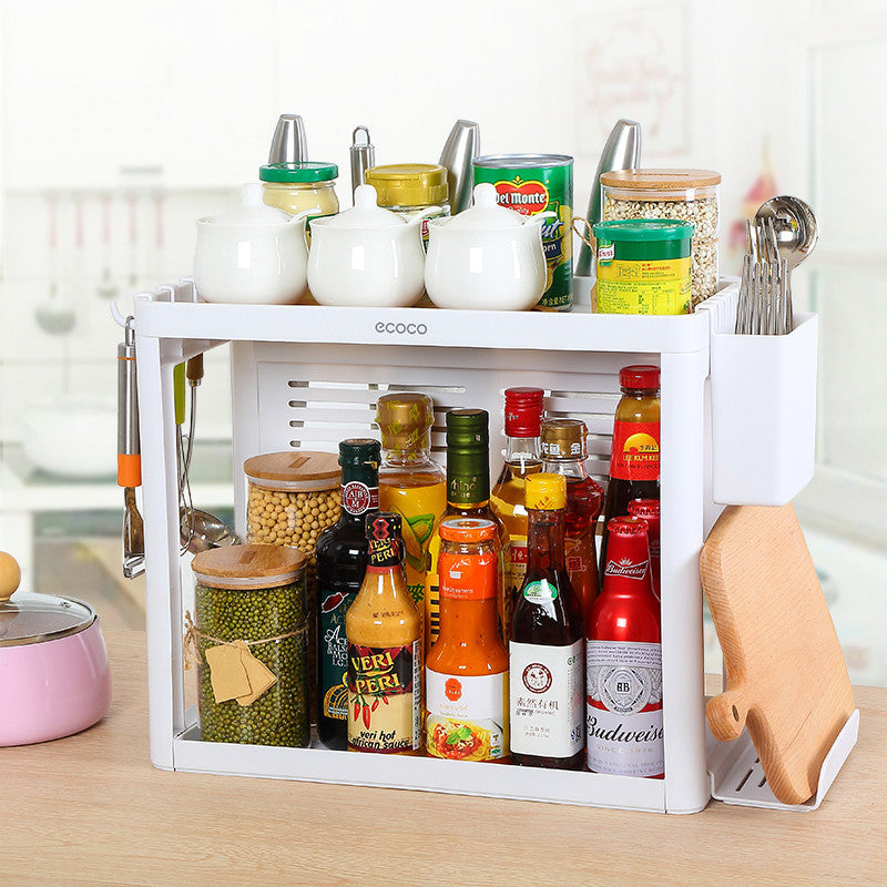 2-Tier Kitchen Storage Rack for Utensils and Spices