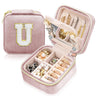 DTBG Small Travel Jewelry Case Gifts for Girls Earring Jewelry Box Christmas Gifts for Sister Jewelry Organizer Ring Box Small Jewelry Case with Mirror Gifts For Daughter Teen Girl Pink - U