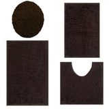 Brown Bathroom Mats Sets 4 Pieces Bath Mats for Bathroom Chenille Bathmat Ultra Soft Non-Slip Bath Rug and Absorbent Bathroom Carpet Set Plush Bath Rugs for Bathroom Tub Shower