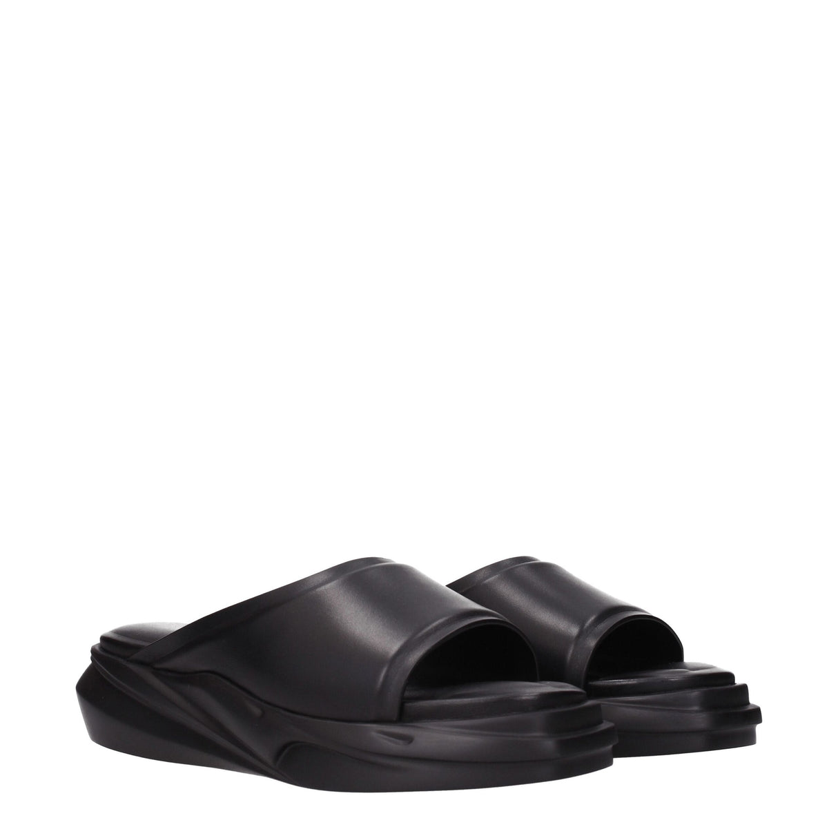 Alyx Black Leather Slippers