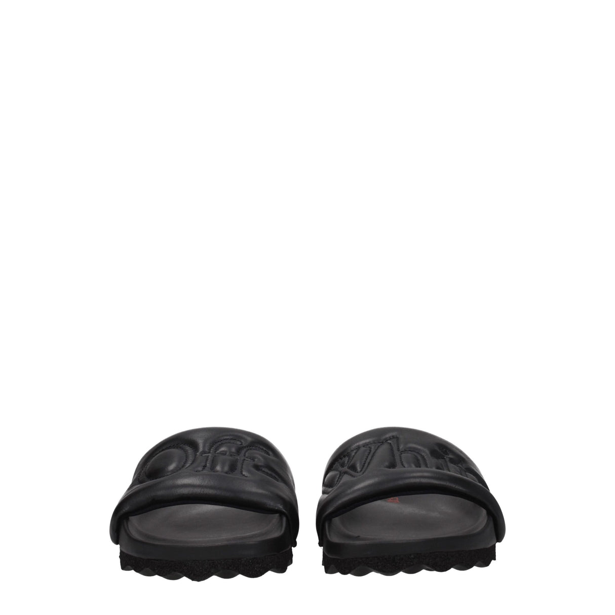 Off-White Black Leather Slippers