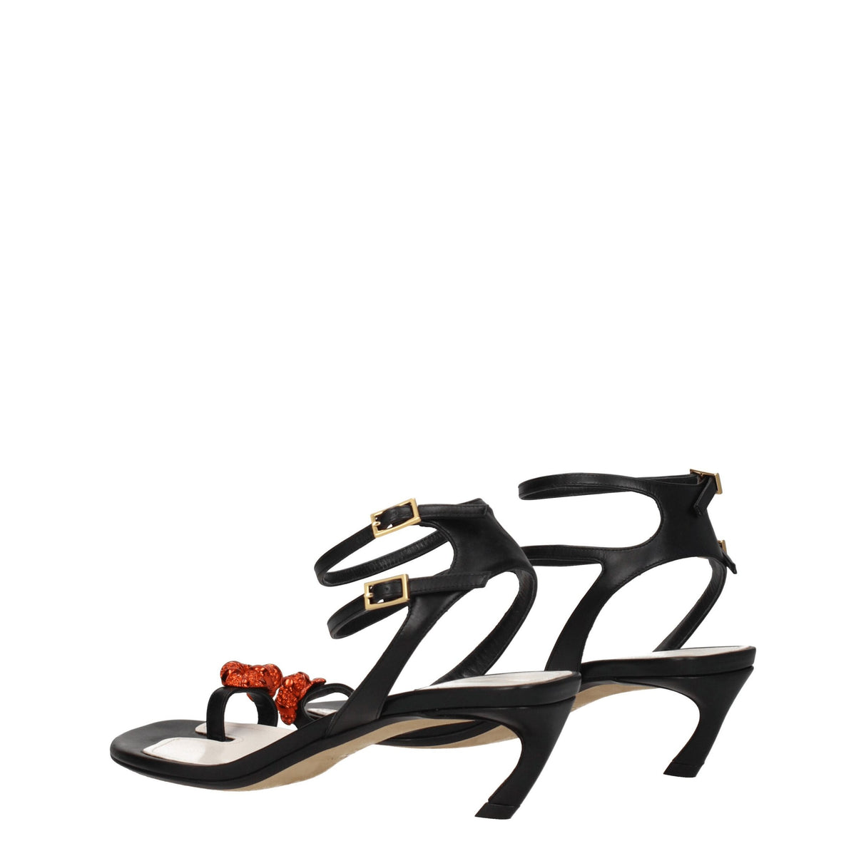 Lanvin Black Leather Stiletto Heel Sandals