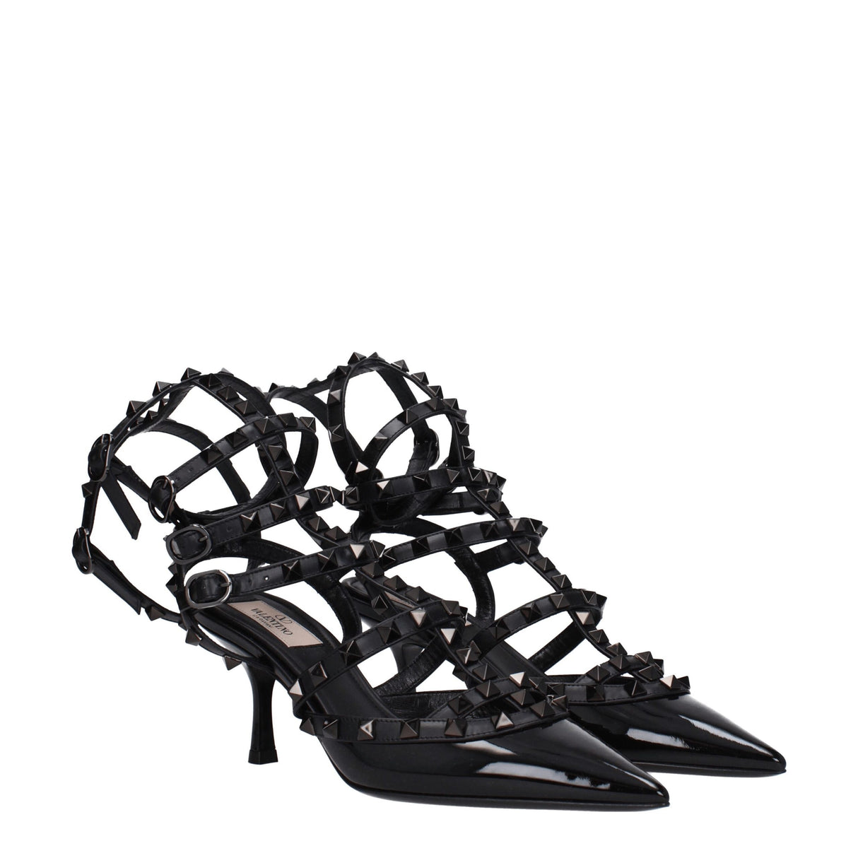 Valentino Garavani Black Leather Stiletto Heel Sandals
