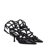 Valentino Garavani Black Leather Stiletto Heel Sandals