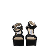 Jimmy Choo Black Satin Platform Sandals