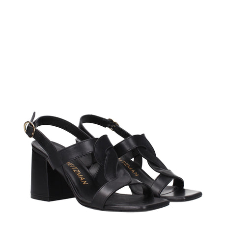 Stuart Weitzman Black Leather Platform Sandals