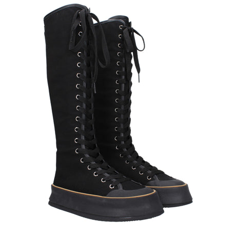 Max Mara Black Fabric Lace-Up Boots