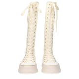 Max Mara Beige Fabric Lace-Up Boots
