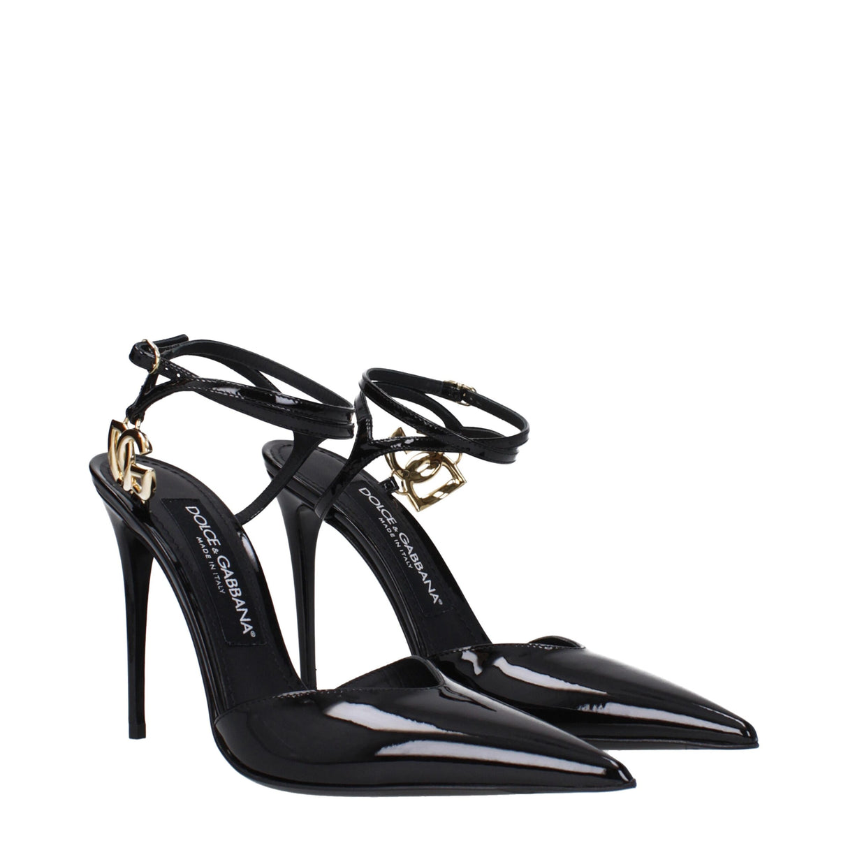 Dolce & Gabbana Black Leather Stiletto Heel Sandals