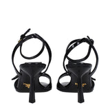 Prada Black Leather Stiletto Heel Sandals