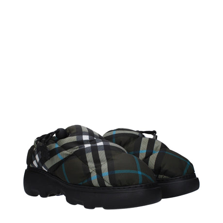 Burberry Green Fabric Slip-On Loafers