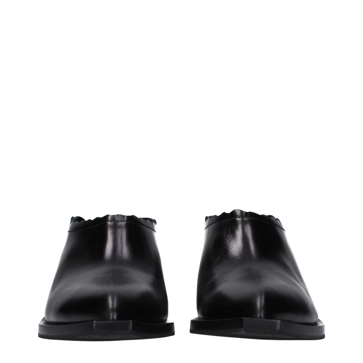 Moschino Black Leather Mules