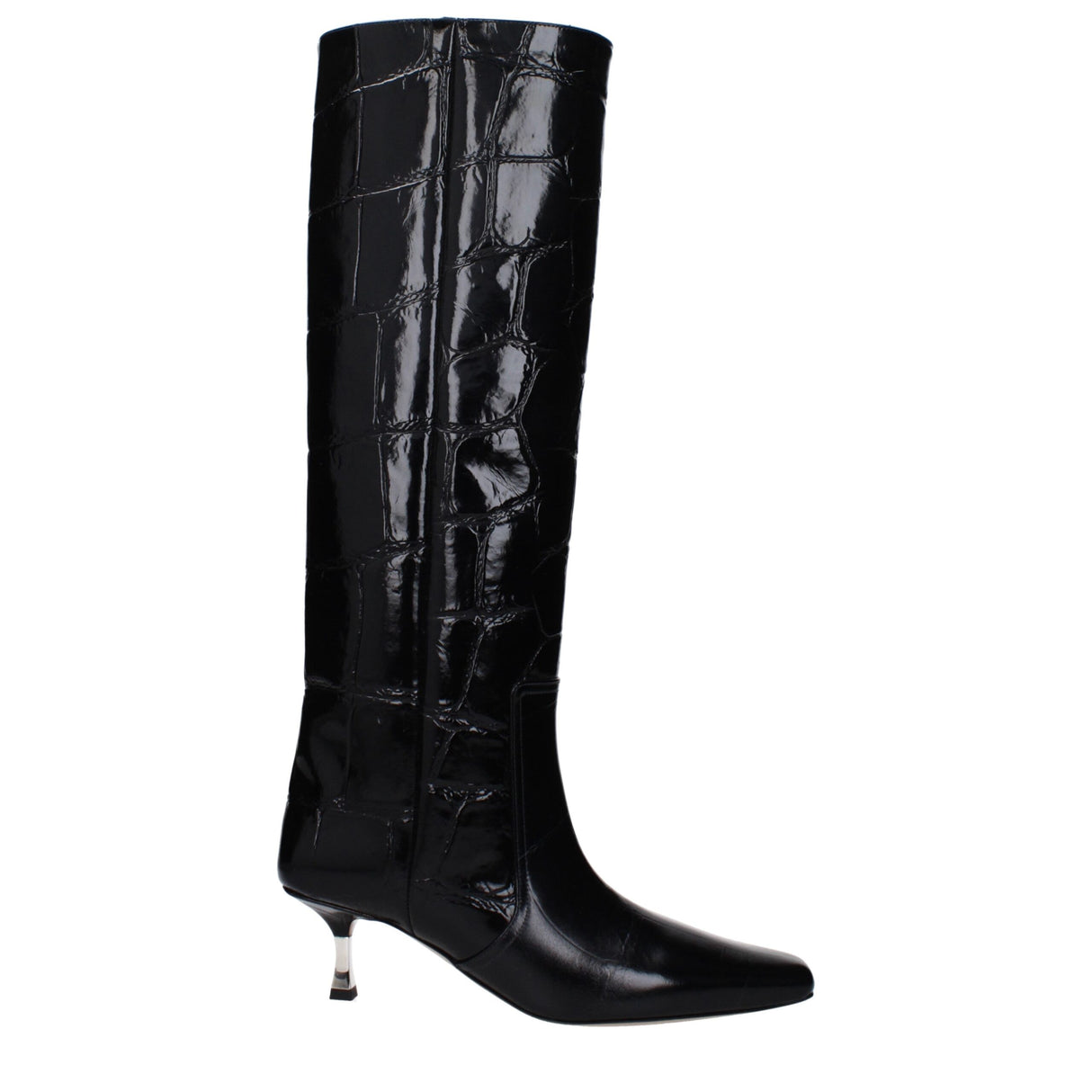Paris Texas Black Leather High Heel Boots