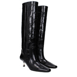 Paris Texas Black Leather High Heel Boots