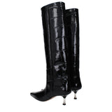 Paris Texas Black Leather High Heel Boots