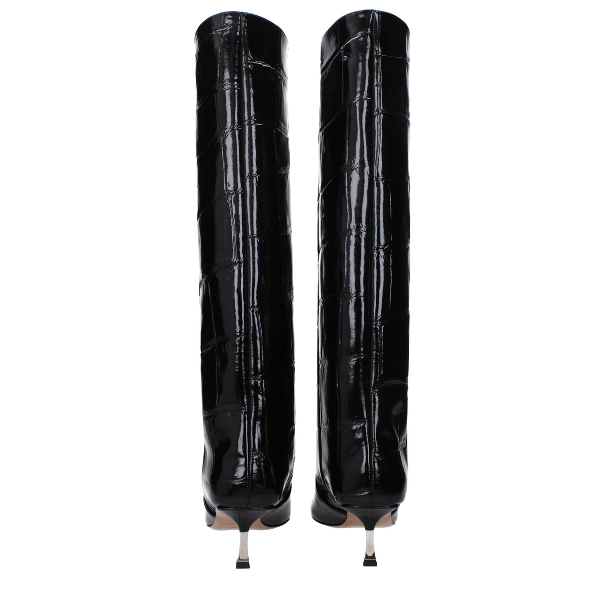 Paris Texas Black Leather High Heel Boots