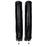 Paris Texas Black Leather High Heel Boots