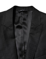 Dolce & Gabbana Dark Gray Jacquard Single Breasted 2 Piece Suit