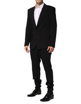 Dolce & Gabbana Black Cotton Single Breasted 2 Piece Suit