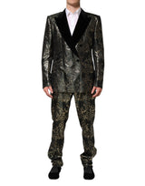 Dolce & Gabbana Metallic Floral Jacquard Silk 2 Piece Suit