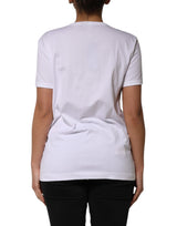 Dolce & Gabbana White Cotton Sequin Embellished Top T-shirt