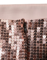 Dolce & Gabbana Pink Sequined Nylon Sleeveless Cropped Top