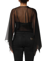Dolce & Gabbana Black See Through Silk Chiffon Lace Blouse Top
