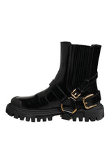 Dolce & Gabbana Black Leather Chelsea Men Short Boots Shoes