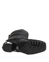 Dolce & Gabbana Black Padded Mid Calf Logo Heel Boots Shoes