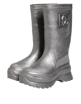Dolce & Gabbana Metallic Silver Pull On Rain Boots Shoes