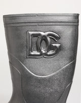 Dolce & Gabbana Metallic Silver Pull On Rain Boots Shoes