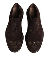 Dolce & Gabbana Brown Velvet Lace Up Oxford Dress Shoes