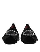 Dolce & Gabbana Black VATICANO Crystal Ribbon Slip On Shoes