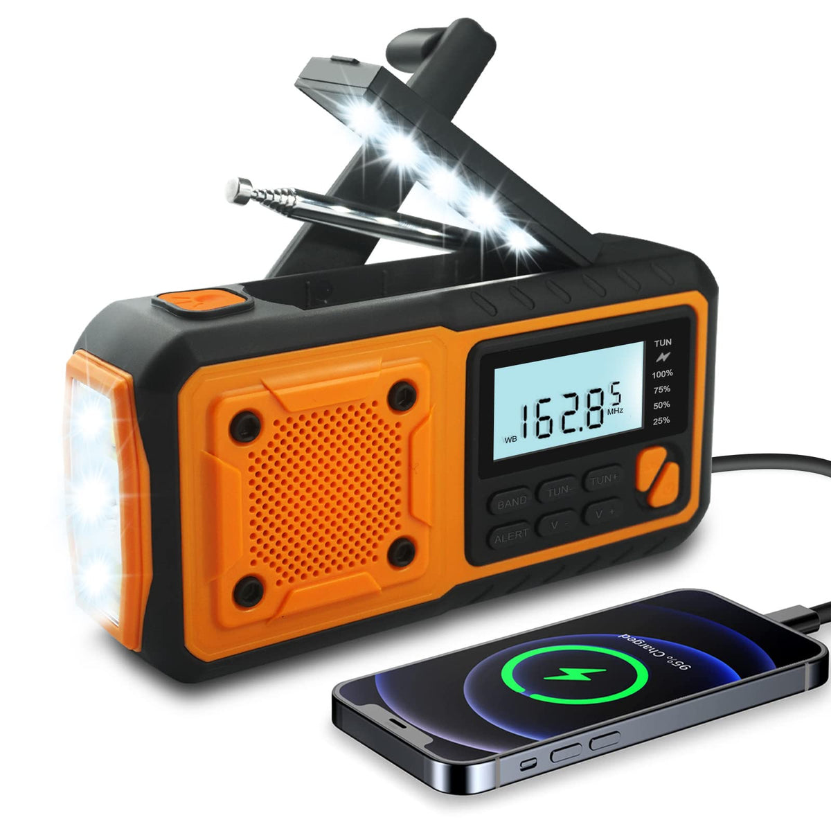 Victoper 2025 New Emergency Radio 4000mAh Power Bank Solar Hand Crank Radio AM/FM/WB/NOAA and Alert Portable Weather Radio Multifunctional SOS Alarm Survival Radio with Flashlight for Outdoor