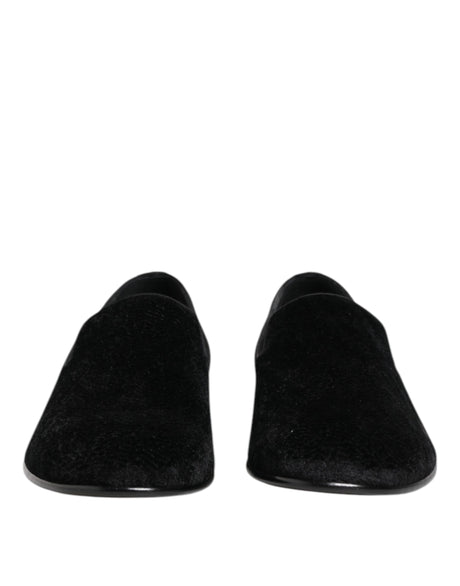 Dolce & Gabbana Black Jacquard Loafers Formal Men Dress Shoes