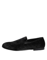 Dolce & Gabbana Black Jacquard Loafers Formal Men Dress Shoes