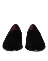 Dolce & Gabbana Black Velvet Slip On Loafers Men Formal Shoes