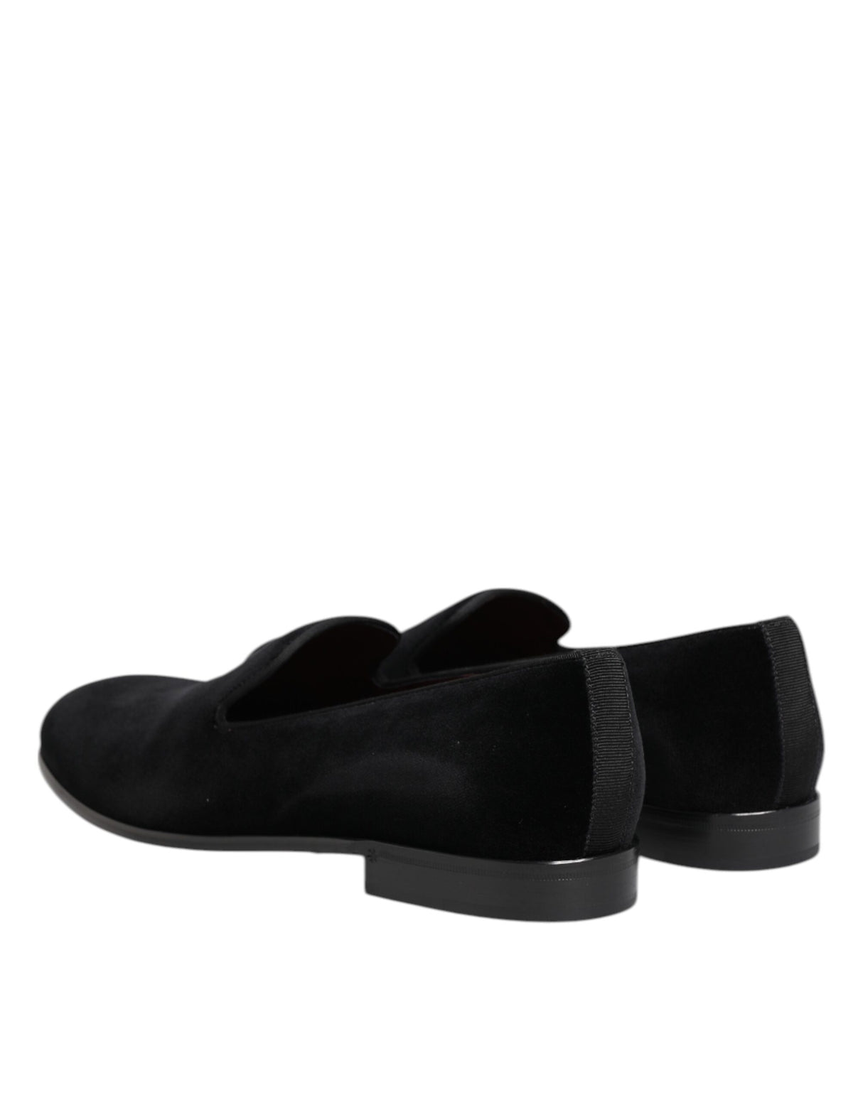 Dolce & Gabbana Black Velvet Slip On Loafers Men Formal Shoes