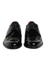 Dolce & Gabbana Black Leather Lace Up Men Derby Formal Shoes